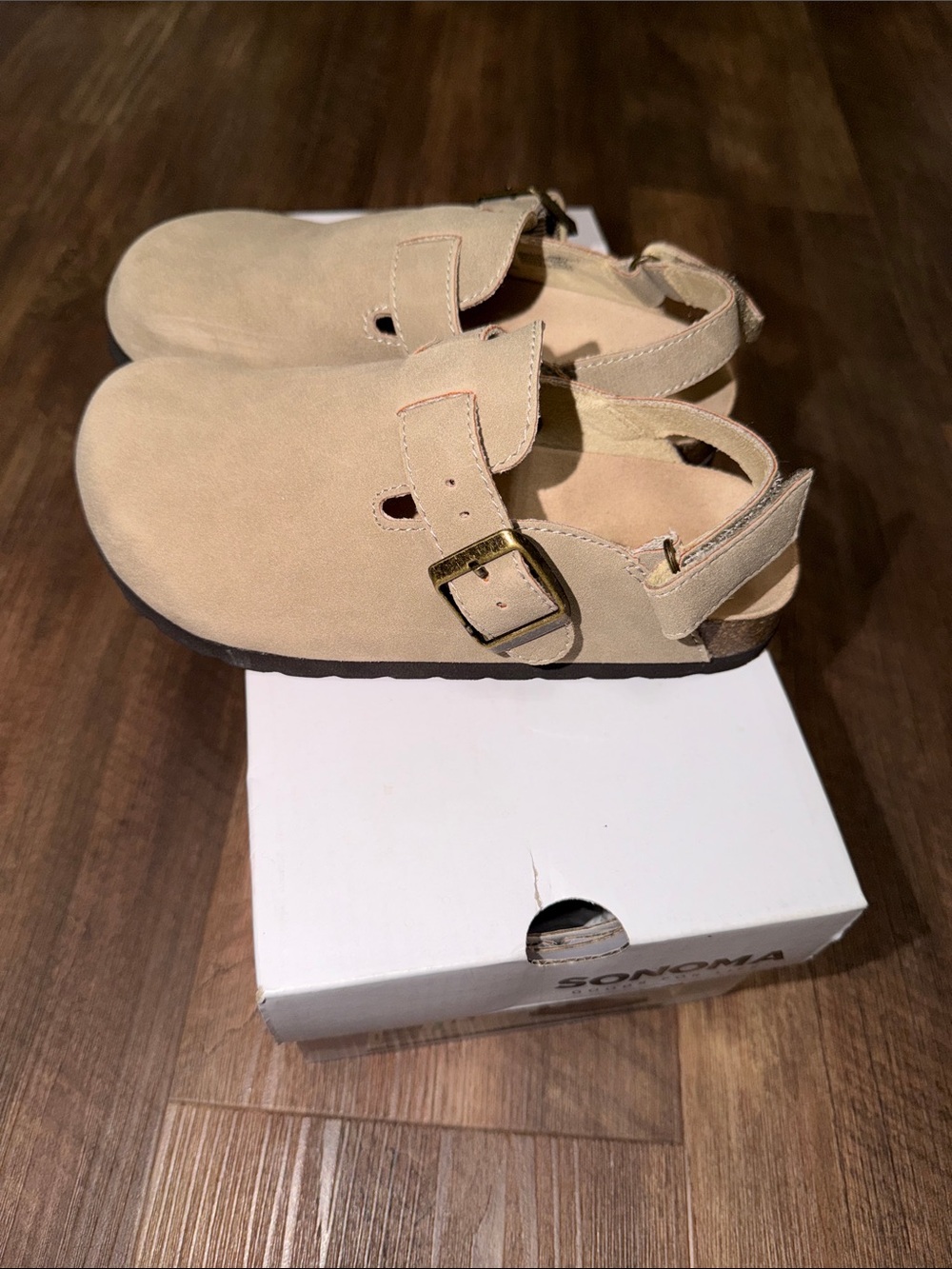 Girl's Sonoma Taupe Suede Slingback Clogs potato shoes Size 13 Like New - Picture 4 of 7